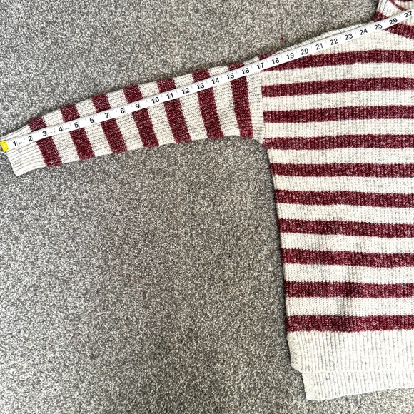 American Eagle Outfitter Stripe Wine Read and Light Brown Sweater Size Medium - Picture 3 of 12